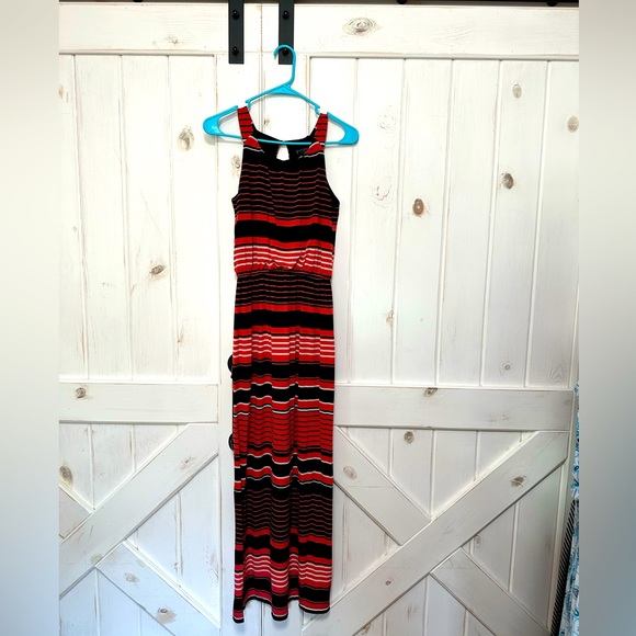 Orange and Black Striped Summer Tank Maxi Dress - Picture 1 of 2